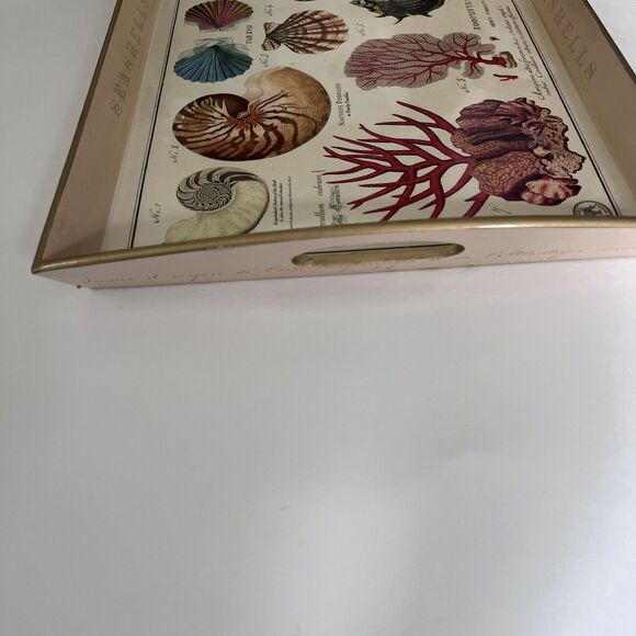 Michel Design Works Wood Decoupage Lacquered Seashell Serving Tray - 14”… - Picture 10 of 12